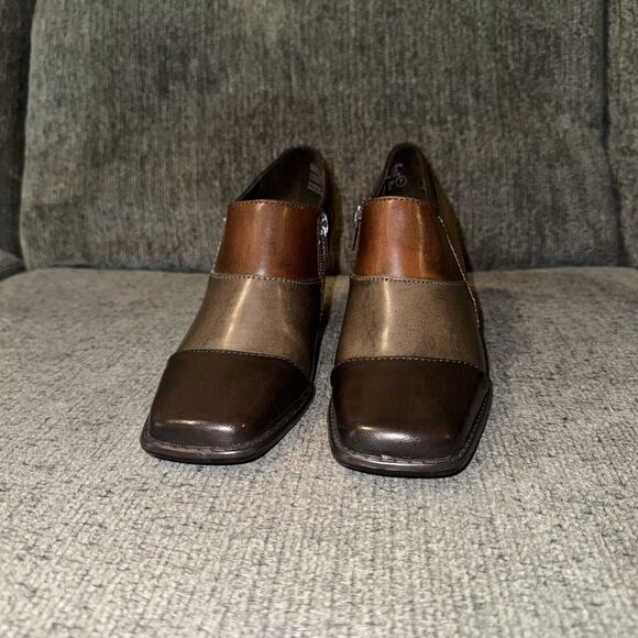 Highlights Ankle Boots Women's 7 Tri-Color Side Zipper Square Toe Block Y2K VTG - Picture 2 of 6